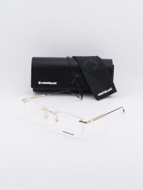 Montblanc MB0049O 002 Rectangle Eyeglasses 56mm – Gold / Black